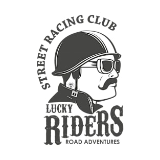 Street Racing Club Lucky Riders Road Adventures, Funny Vintage Cyclist Father's Day Gift T-Shirt