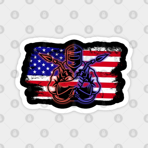 US Welder 4th Of July Magnet by The WYLD Tribe