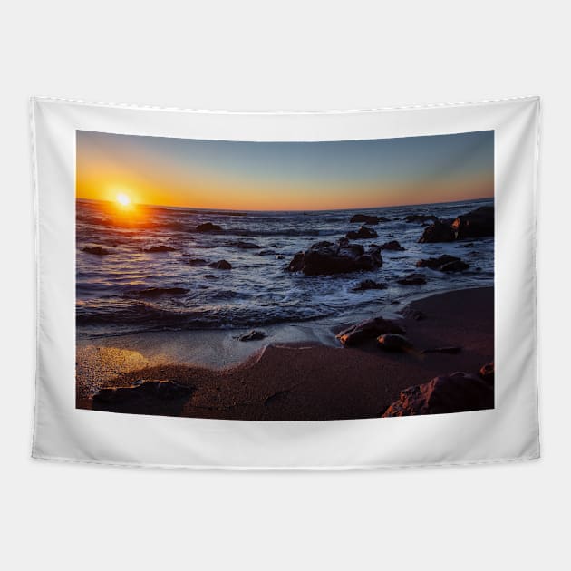 Pacific Coastal Sunset Tapestry by photogarry