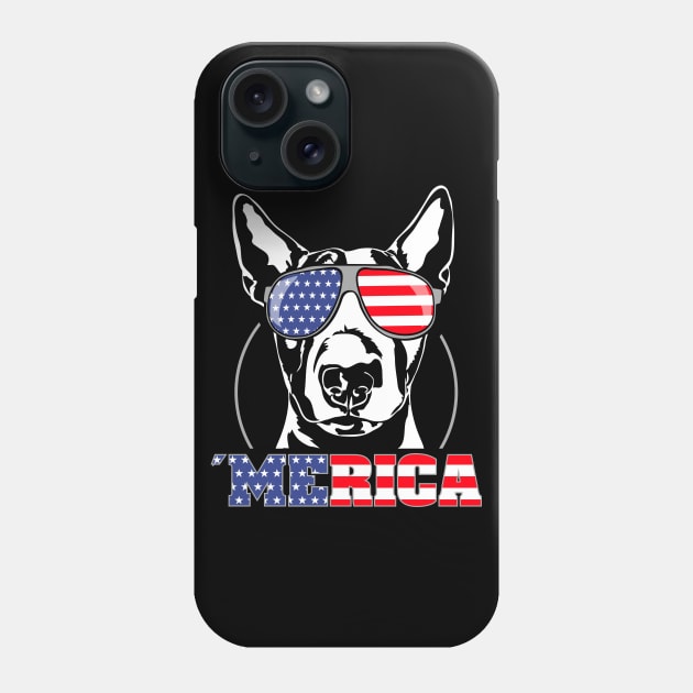 Proud Bull Terrier American Flag Merica dog Phone Case by wilsigns