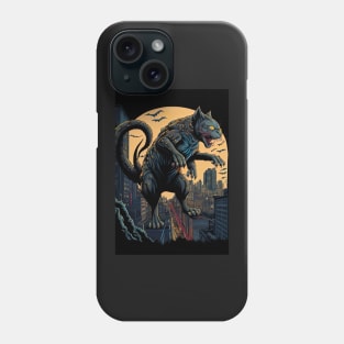 Giant Monster Cat attacking the city Phone Case