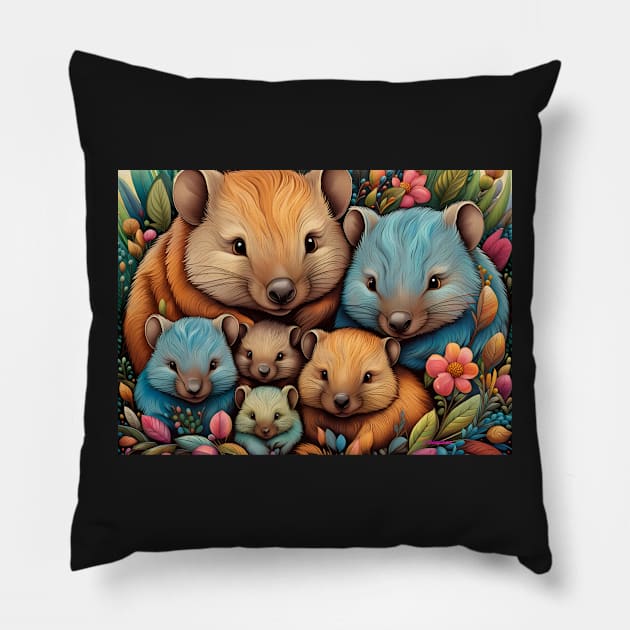 A cute Wombat family Pillow by J7Simpson