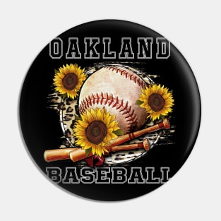 Awesome Baseball Name Oakland Proud Team Flowers Pin