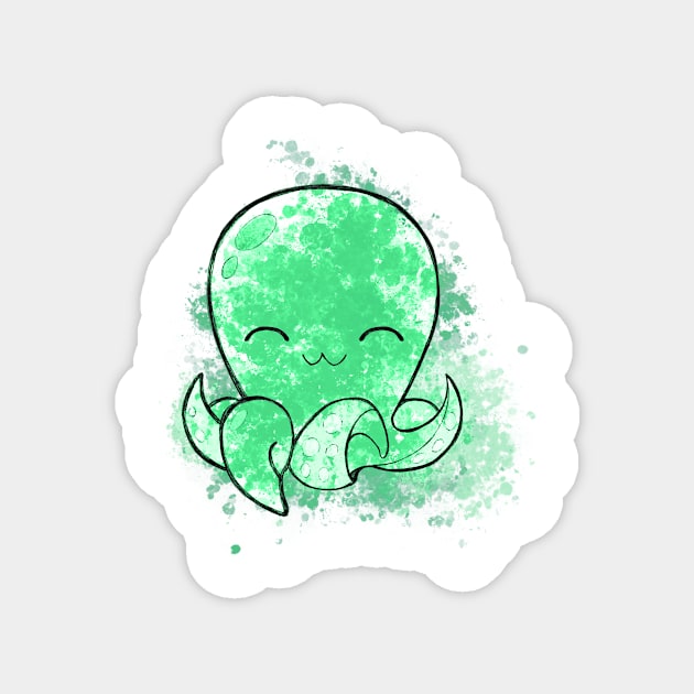 Cute green octopus Magnet by Uwaki