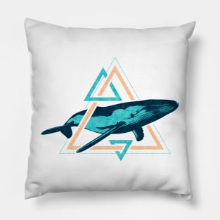 Swimming Humpback Whale, Turquoise Pillow
