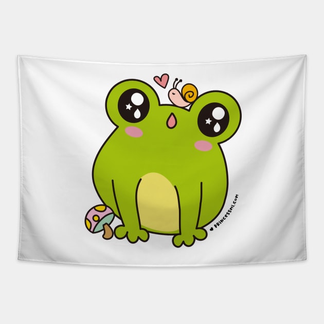 cute frog, kawaii frog cartoon Tapestry by princessmi-com