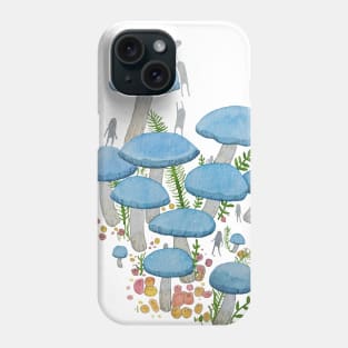 Blue Mushroom Watercolour Illustration Phone Case