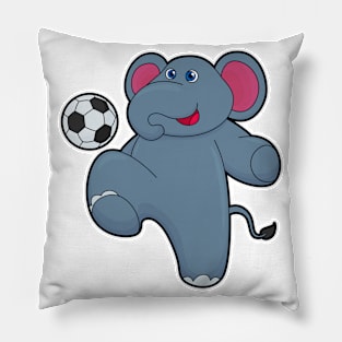 Elephant as Soccer player with Soccer ball Pillow