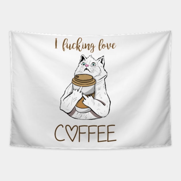 Crazy Caffeine Cat Tapestry by Barnyardy