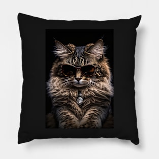 Cool cat portrait wearing sunglasses Pillow