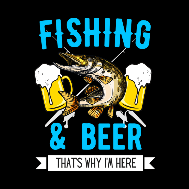 Fishing & Beer Funny Fisherman Angling Design by Foxxy Merch