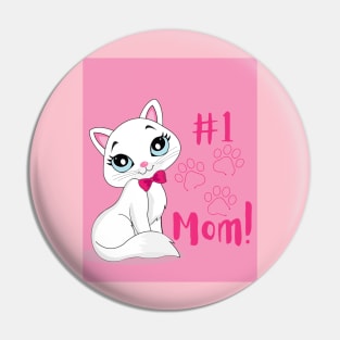 #1 cat mom pink Pin