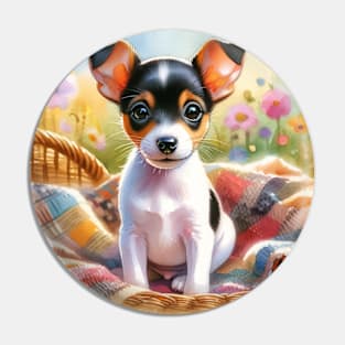 Watercolor Toy Fox Terrier Puppies - Cute Puppy Pin