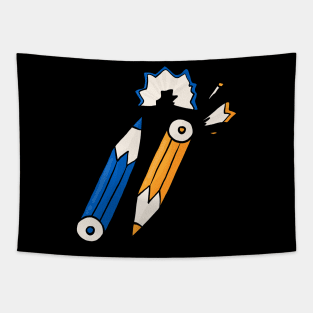 Yellow & Blue pencils Tapestry