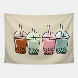 Bubble tea cartoon illustration Tapestry