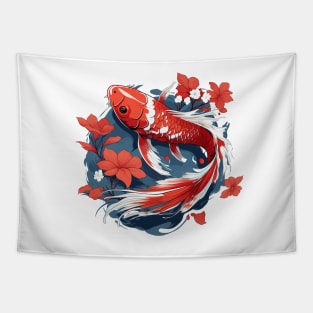 Koi Fish In A Pond Tapestry