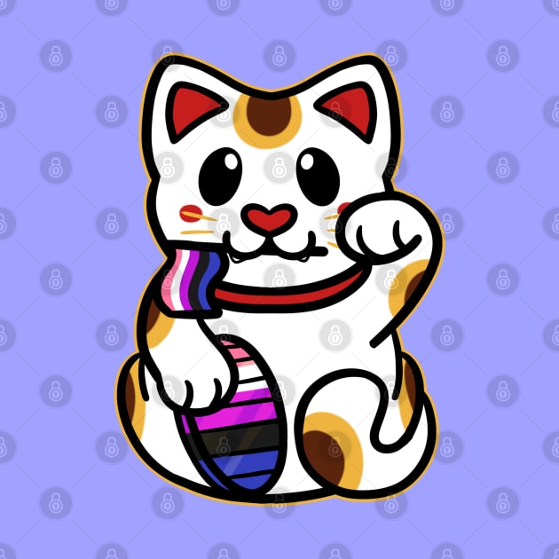 LGBTQ+ Pride Lucky Cat - Genderfluid by leashonlife