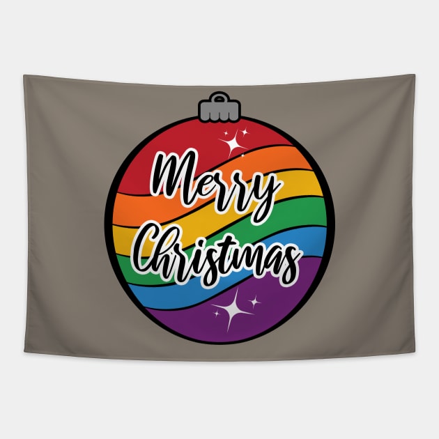 Christmas Ornament in LGBTQ Pride Rainbow Flag Colors Tapestry by LiveLoudGraphics