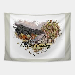 I Heart Country with Words Tapestry