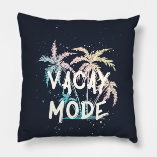 Vacay Mode Exotic Summer Beach Illustration With Palm Pillow