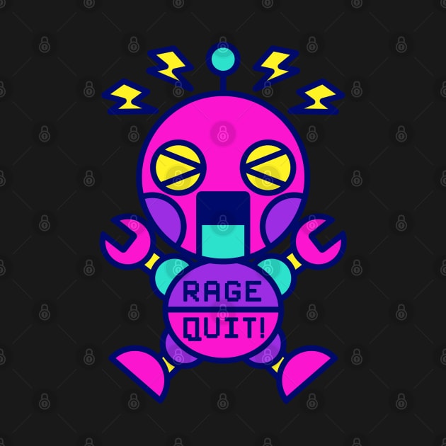 RAGE QUIT neon robot by Red_Flare_Art