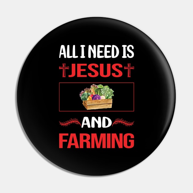 Funny Jesus Farming Farm Farmer Pin by Happy Life