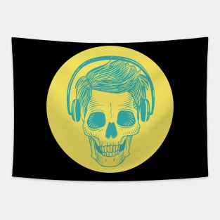 Skull with headphones Tapestry