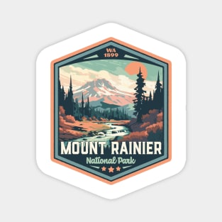 Mount Rainier National Park Vintage WPA Style National Parks Art Magnet