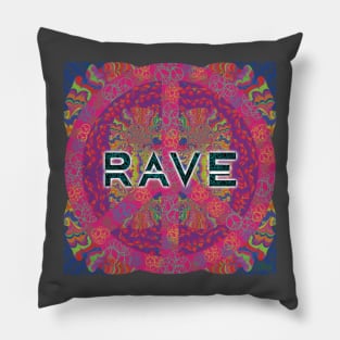 Psychedelic Rave Flyer with Peace Symbol Pillow