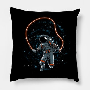 Funny Astronaut skipping rope in outer space Pillow