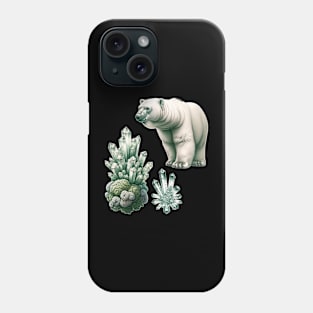 Arctic Elegance: Moss, Crystal, and Bear Phone Case