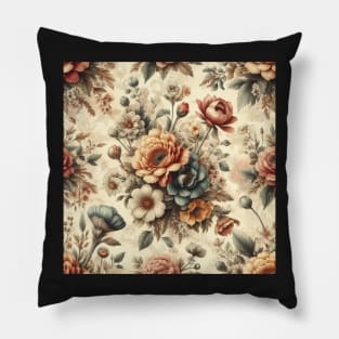 Neutral Vintage Flower Pattern Pillow