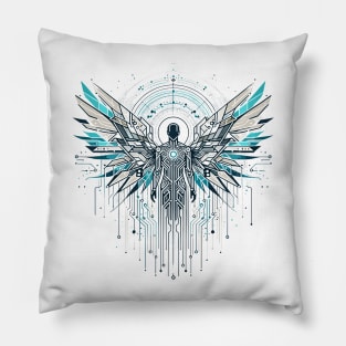 Digital Seraph: Futuristic Angel Pillow