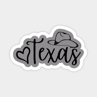 Love Texas with Hat-black letters Magnet