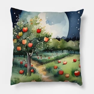 Apple Orchard Under the Moon Pillow