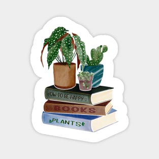 Plants on stack of books Magnet