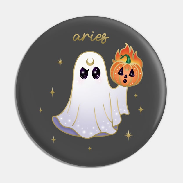 Aries Pumpkin Ghost with Aries Pin by moonstruck crystals