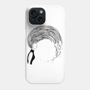 woman splashing and throwing back long wet hair cute creatures doodle design by shoosh Phone Case