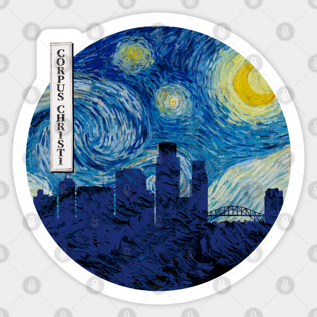 Corpus Christi Van Gogh Starry Night Circle - Corpus Christi - Sticker