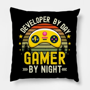 Developer Lover by Day Gamer By Night For Gamers Pillow