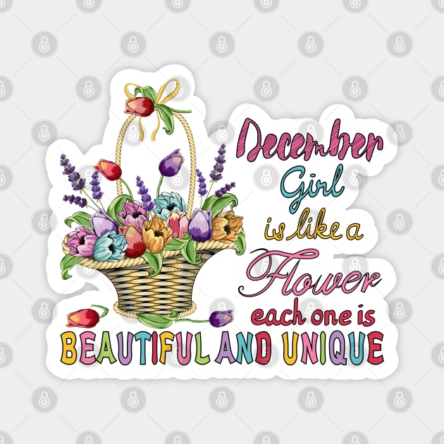 December Girl - Flower Basket Magnet by Designoholic