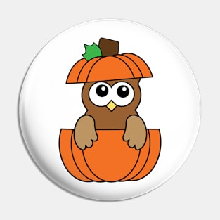 Cute Owl In Pumpkin Pin