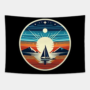 Sailing Adventures: Sailboat & Sunset Mountain Tapestry