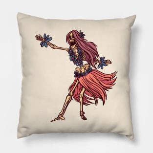 Vintage Skeleton Hula Dancer Pillow