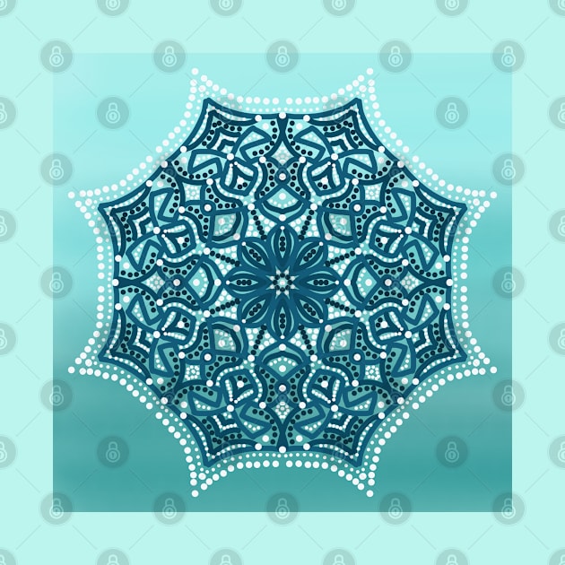 Aqua Blue Gradient Mandala Design by TANSHAMAYA