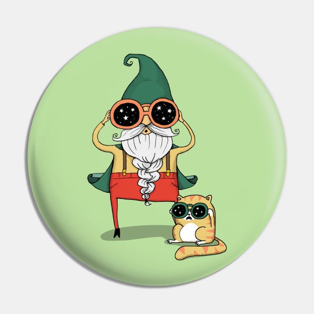 Wizard and Cat Pin by agrapedesign