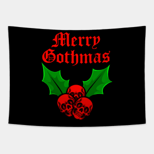 Merry Gothmas. Goth Christmas Skulls & Holly Tapestry