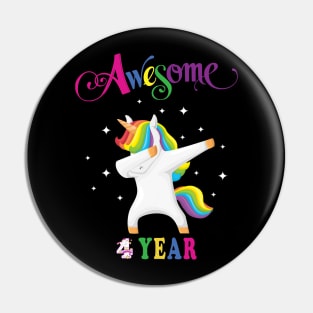 4th Birthday Unicorn Pin