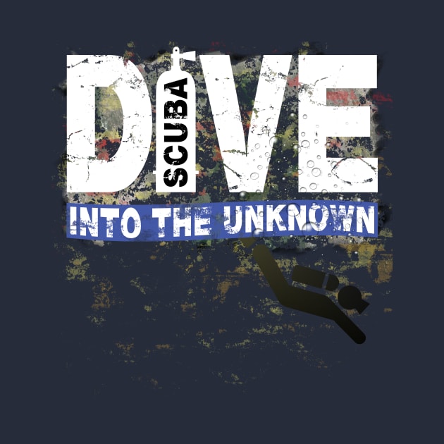 Scuba Diving T Shirt Dive into the Unknown Distressed Tee by norules