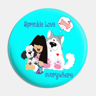 Sprinkle Love Everywhere - Alaskan Malamute + Miniature Poodle Pin